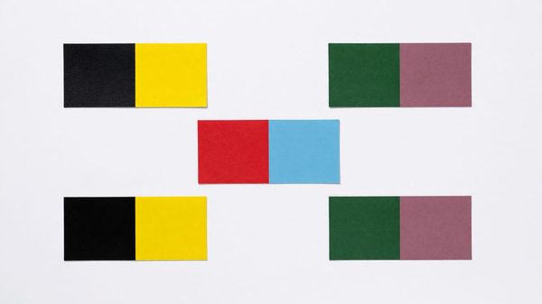 Color swatches paired with contrast ratio values on a clean white background