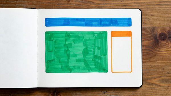 Clean typographic diagram illustrating HTML document hierarchy with nested landmark regions