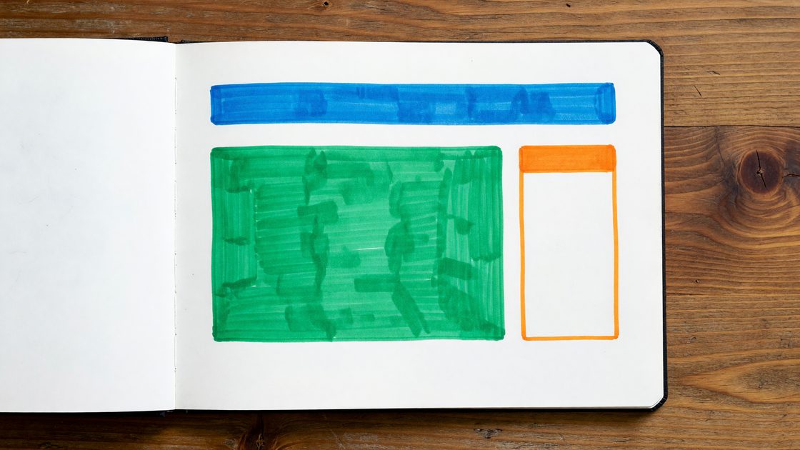 Clean typographic diagram illustrating HTML document hierarchy with nested landmark regions