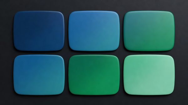 Calendar-like grid of six panels in gradient tones representing six months of feature releases
